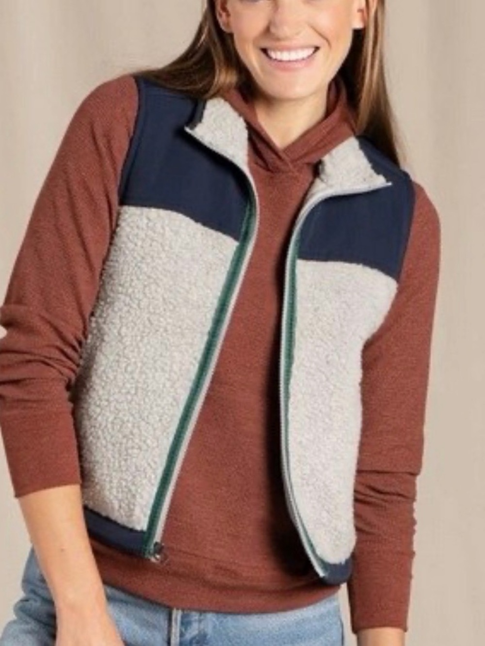 Toad & Co Sespe Sherpa Vest Womens Small Light Heather Grey Euc.